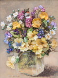 Happy-Flowers in silk ribbon embroidery
