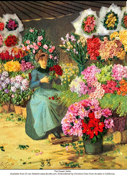 NR12 Flower Seller A4 (Medium) embroidery panel, ready to embroider ...