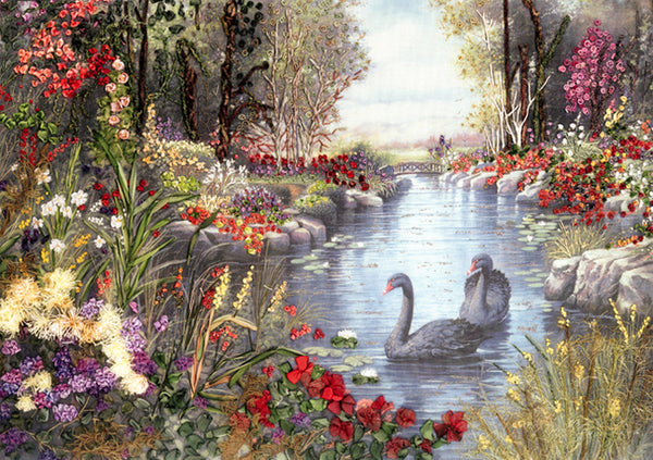Tranquil Waters A3 (Large) embroidery panel, ready to embroider ...