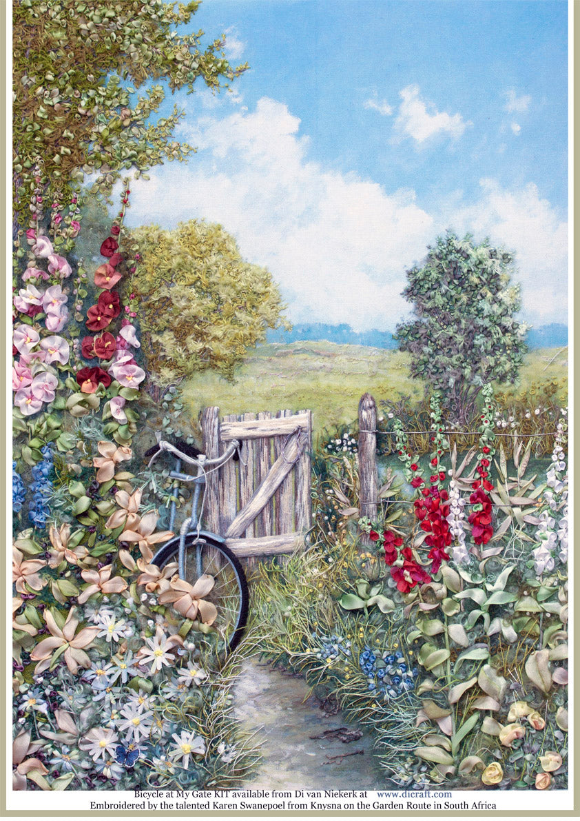 Bicycle at My Gate KIT - Silk Ribbon Embroidery
