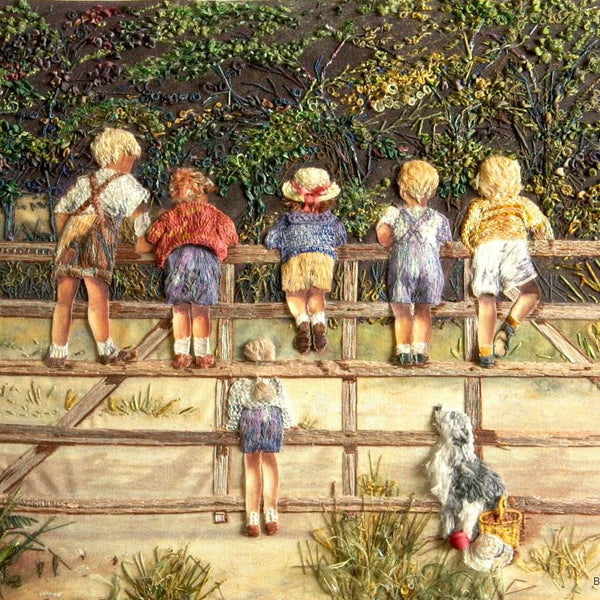 Bottom's Up (Children on the Gate) – A3 (large) printed panel - ready to embroider