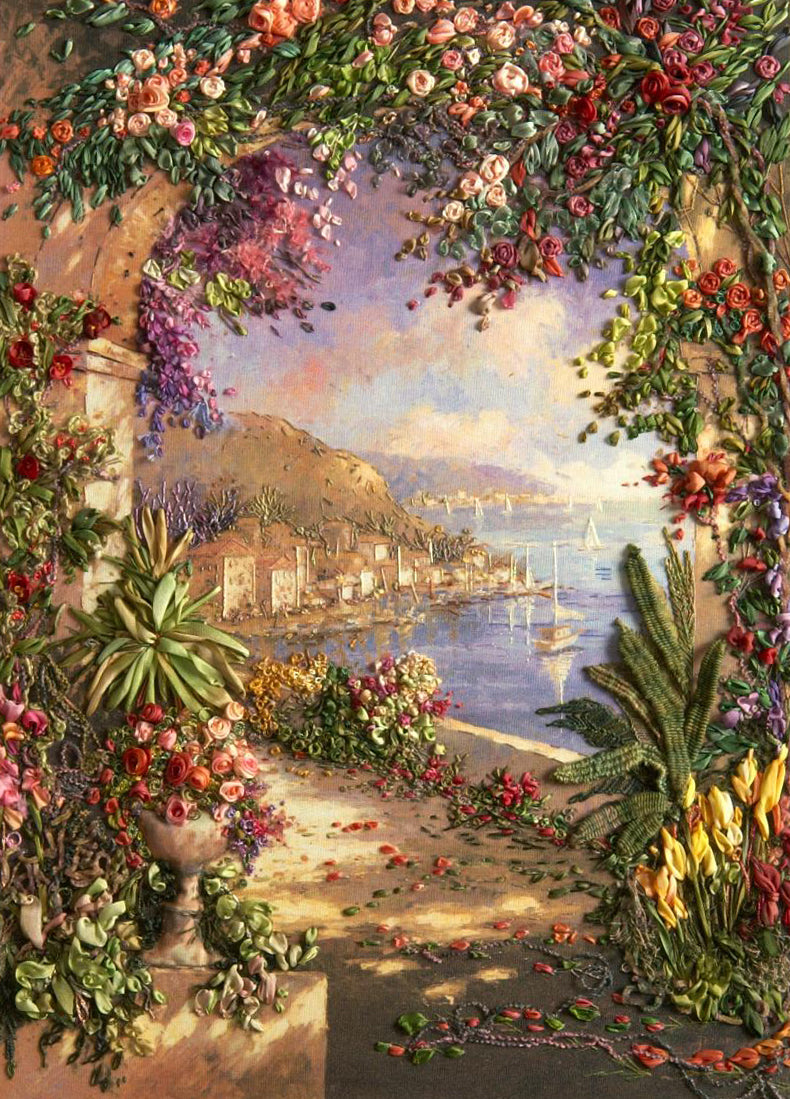 Floral Vista A3 (Large) embroidery panel, ready to embroider