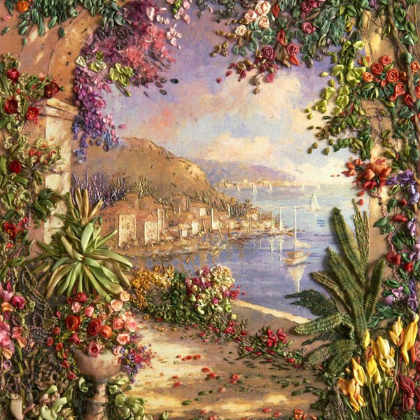 Floral Vista A3 (Large) embroidery panel, ready to embroider