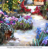 Oranges-and-Bougainvillea (A3 Large) embroidery panel