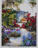 Oranges-and-Bougainvillea (A3 Large) embroidery panel