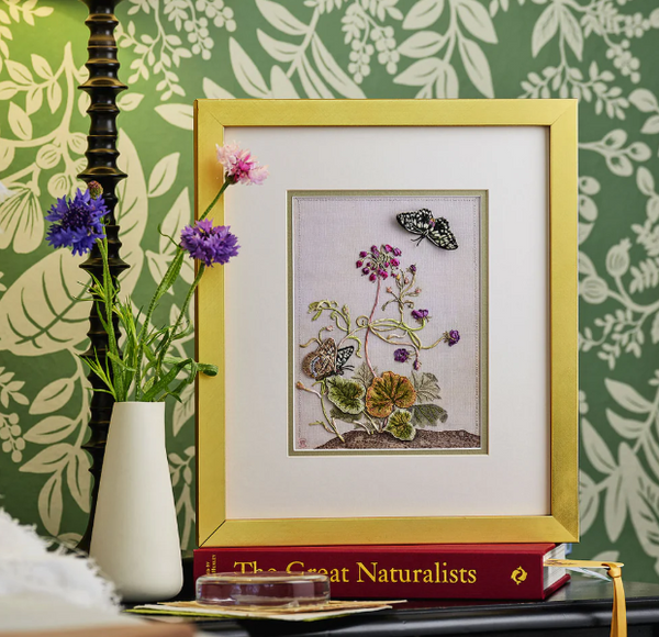 CAMPANULA AND BUTTERFLIES by Di van Niekerk - Embroidery Panel