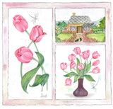 Tulips embroidery panel, ready to embroider