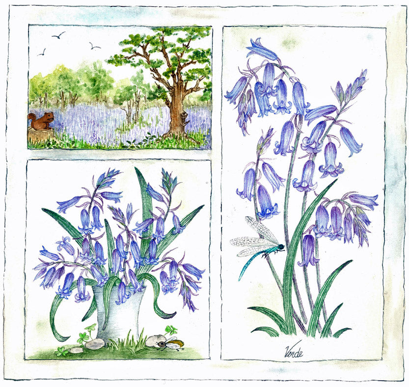 Bluebells embroidery panel, ready to embroider 1