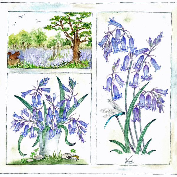 Bluebells embroidery panel, ready to embroider 1