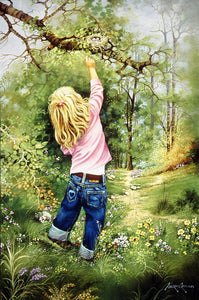 Girl Reaching (A3 Large) embroidery panel, ready to embroider 1