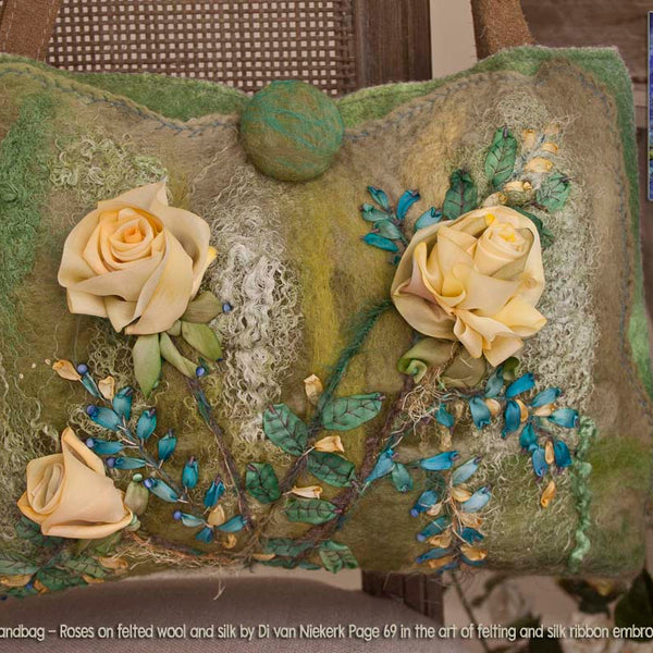 Handbag - Roses on felted wool and silk 1