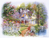 House with a picket fence (A4 Medium) embroidery panel, ready to embroider 1