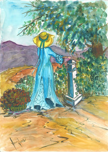 Winelands (Blue lady) A3 (Large) embroidery panel 1