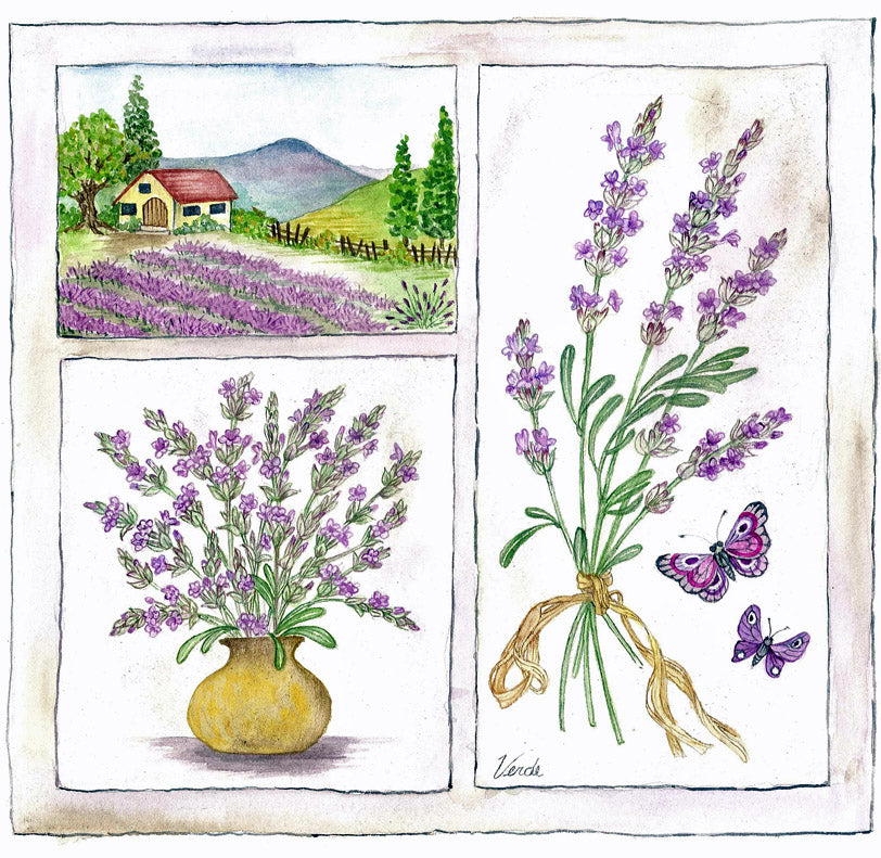Lavender embroidery panel, ready to embroider 1