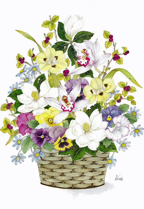 Orchid Basket A4 (Medium) embroidery panel, ready to embroider 1
