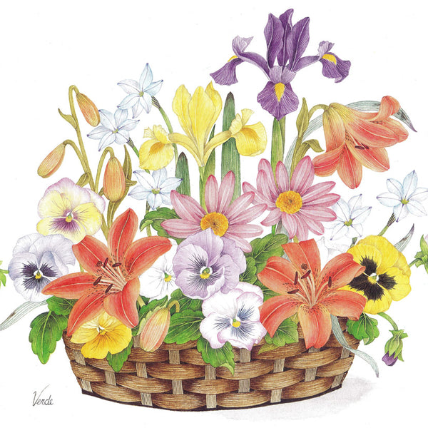 Pansy Basket A4 (Medium) embroidery panel, ready to embroider 1