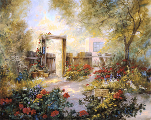 Red Rose Garden (A3 Large) embroidery panel, ready to embroider 1