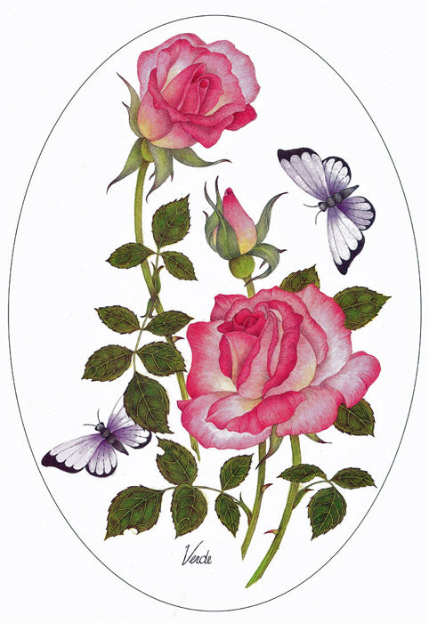 Rose and Butterflies A5 (Small) embroidery panel, ready to embroider 1