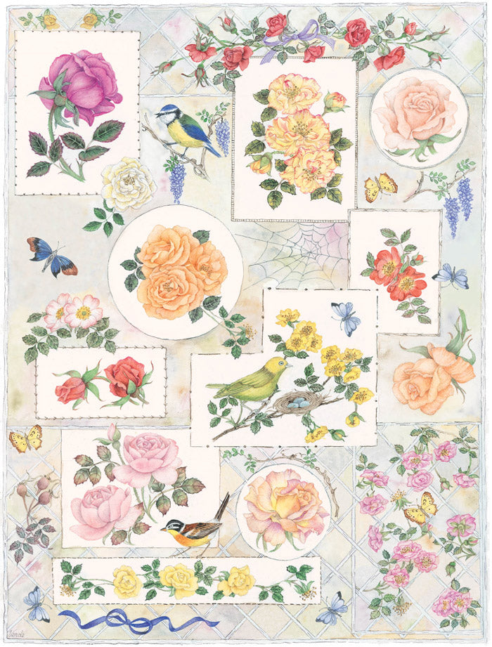 Printed panel - the rose sampler for the book 1
