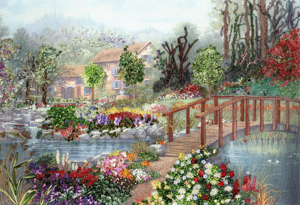 Shades of Summer A3 (Large) embroidery panel, ready to embroider 1