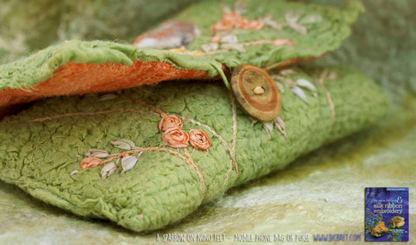 A Sparrow on Nuno Felt - Purse 1