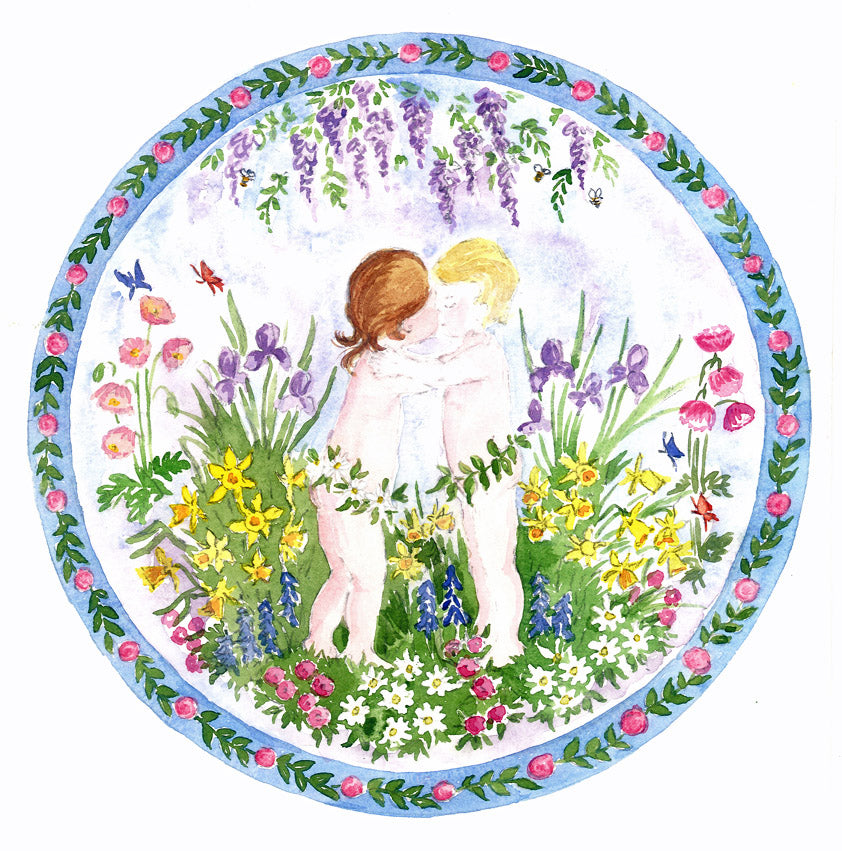 Spring Cherub A3 (large) embroidery panel 1