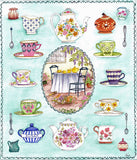 Time for Tea A4 (Medium) embroidery panel, ready to embroider 1