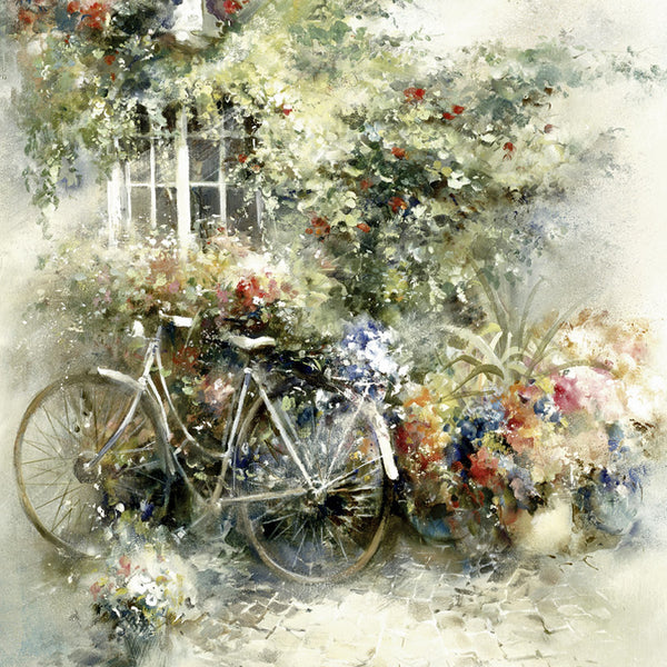 WHLE25 A3 Country Garden (Large) embroidery panel, ready to embroider 1