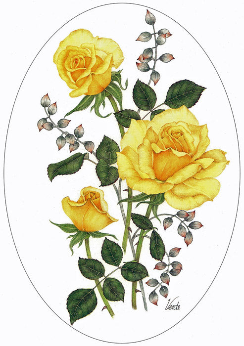 Yellow Roses A5 (Small) embroidery panel, ready to embroider 1