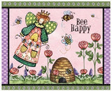 Bee Happy embroidery panel, ready to embroider 1