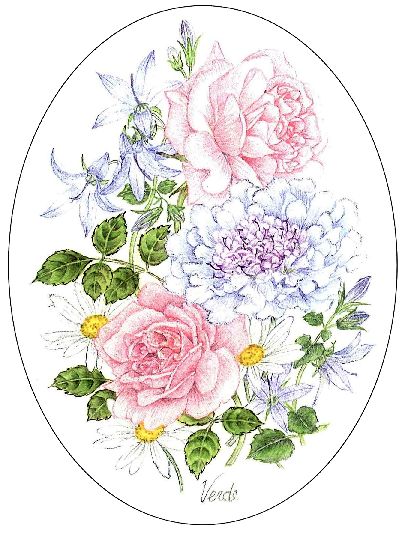 My Granny Rose and White Daisy embroidery panel, ready to embroider 1