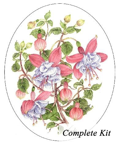 Pink and Blue Fuchsias Embroidery Kit 1