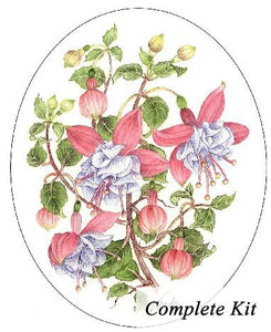 Pink and Blue Fuchsias Embroidery Kit 1