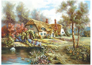Garden Pond A3 (Large) embroidery panel, ready to embroider 1