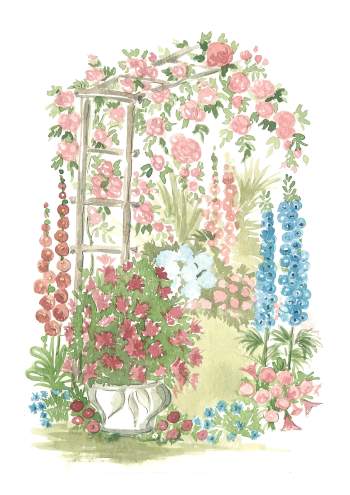 Set B Pink rose A4 (Medium) embroidery panel 1