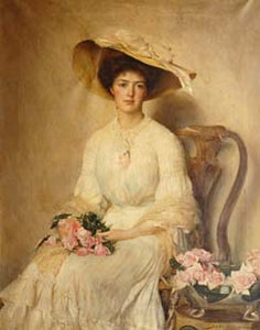 NL11 – Woman with hat embroidery panel, ready to embroider 1