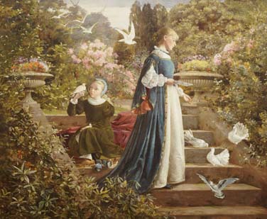 NL16 – Ladies on stairs embroidery panel, ready to embroider 1