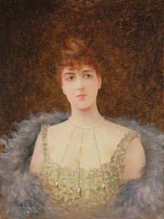 NL18 – Girl with fur wrap A3 (Large) embroidery panel, ready to embroider 1