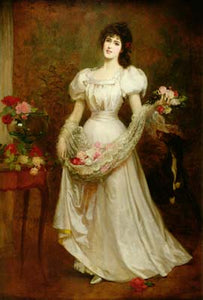 NL20 – Lady with shawl of roses A3 (Large) embroidery panel 1