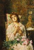 NL2 – Lady with bunch of roses embroidery panel, ready to embroider 1