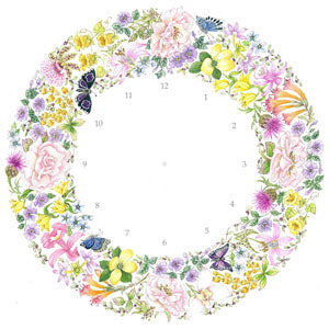 Orchid & Rose Clock embroidery panel, ready to embroider 1
