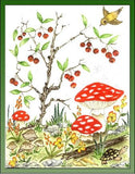 Berry Tree embroidery panel, ready to embroider 1