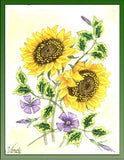 Winca and Sunflowers embroidery panel, ready to embroider 1
