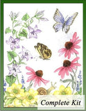 Yellow Anenome, Blue Companula, ConeFlower Embroidery Kit 1