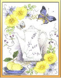 Butterfly and Coffee Pot embroidery panel, ready to embroider 1