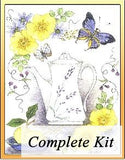 Butterfly and Coffee Pot Embroidery Kit 1