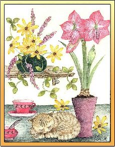 Kitten and Lily embroidery panel, ready to embroider 1