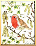 Red Robin embroidery panel, ready to embroider 1