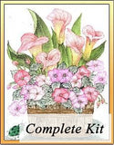 Impatiens and lilies in a pot Embroidery Kit 1