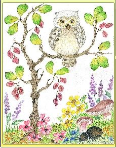 Owl embroidery panel, ready to embroider 1